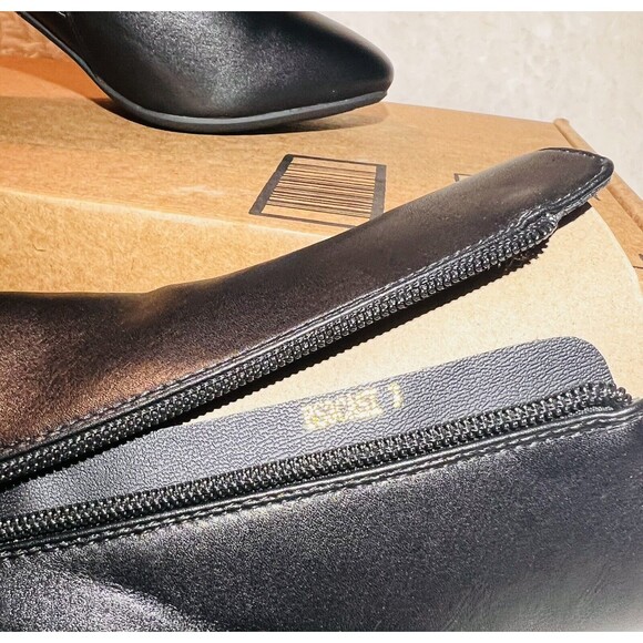 IDIFU Women's Ada Fashion Square Toe Ankle Boots Low Block Heel Short - Black 7 - Picture 6 of 7